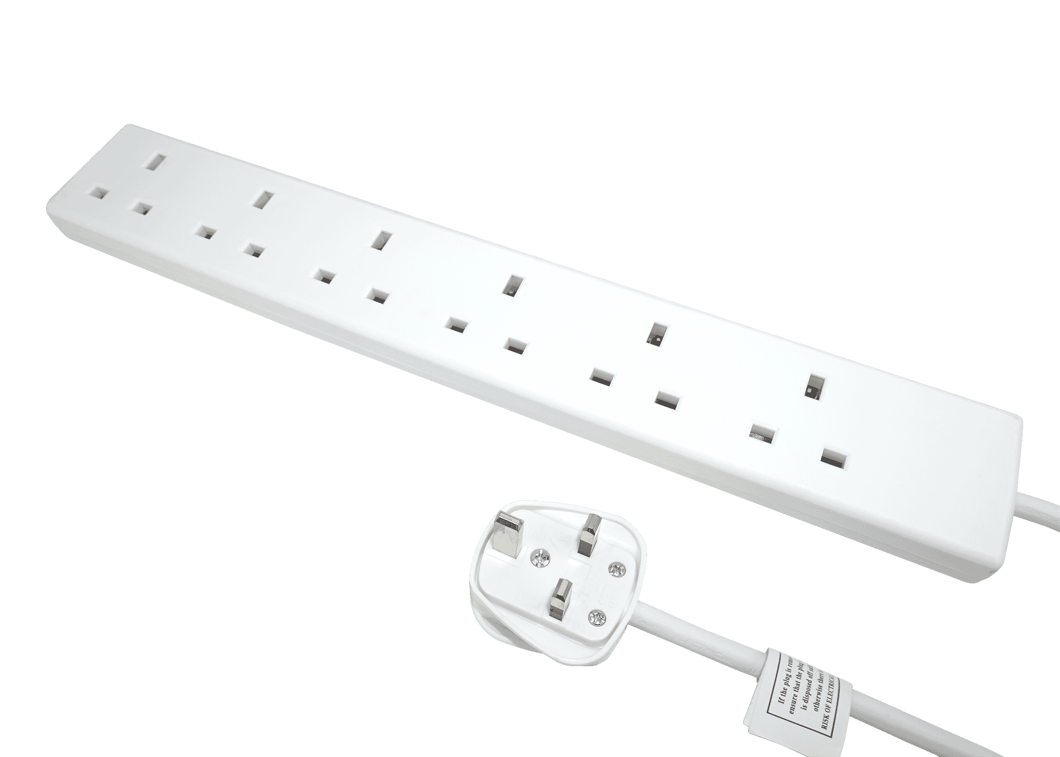 6 Gang 2m White Extension Lead